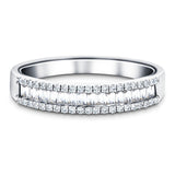 Round & Baguette Diamond Half Eternity Ring 0.50ct G/SI 18k White Gold - All Diamond