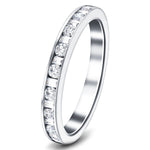 Round & Baguette Diamond Half Eternity Ring 0.50ct G/SI 18k White Gold - All Diamond