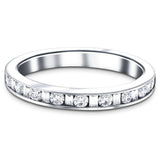 Round & Baguette Diamond Half Eternity Ring 0.50ct G/SI 18k White Gold - All Diamond