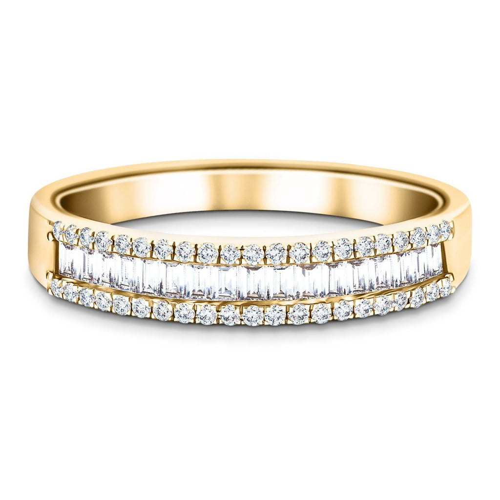 Round & Baguette Diamond Half Eternity Ring 0.50ct G/SI 18k Yellow Gold - All Diamond