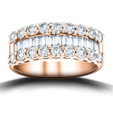 Round & Baguette Diamond Half Eternity Ring 1.50ct 18k Rose Gold 7.0mm - All Diamond