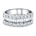 Round & Baguette Diamond Half Eternity Ring 1.50ct 18k White Gold 7.0mm - All Diamond