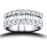 Round & Baguette Diamond Half Eternity Ring 1.50ct 18k White Gold 7.0mm - All Diamond