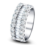 Round & Baguette Diamond Half Eternity Ring 2.00ct G/SI 18k White Gold - All Diamond
