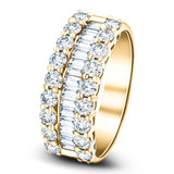 Round & Baguette Diamond Half Eternity Ring 2.00ct G/SI 18k Yellow Gold - All Diamond
