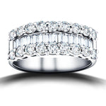 Round & Baguette Diamond Half Eternity Ring 2.00ct G/SI Platinum - All Diamond