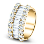 Round & Baguette Diamond Half Eternity Ring 2.70ct G/SI 18k Yellow Gold - All Diamond