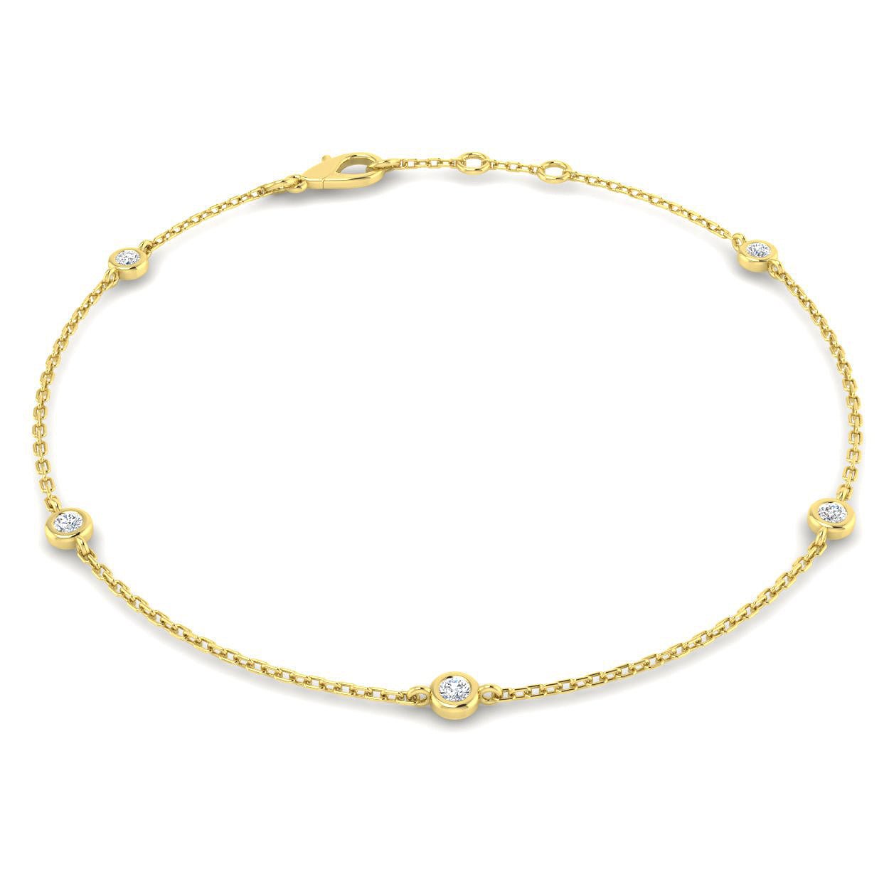 Round Diamond Chain Bracelet 0.12ct G/SI in 18k Yellow Gold - All Diamond