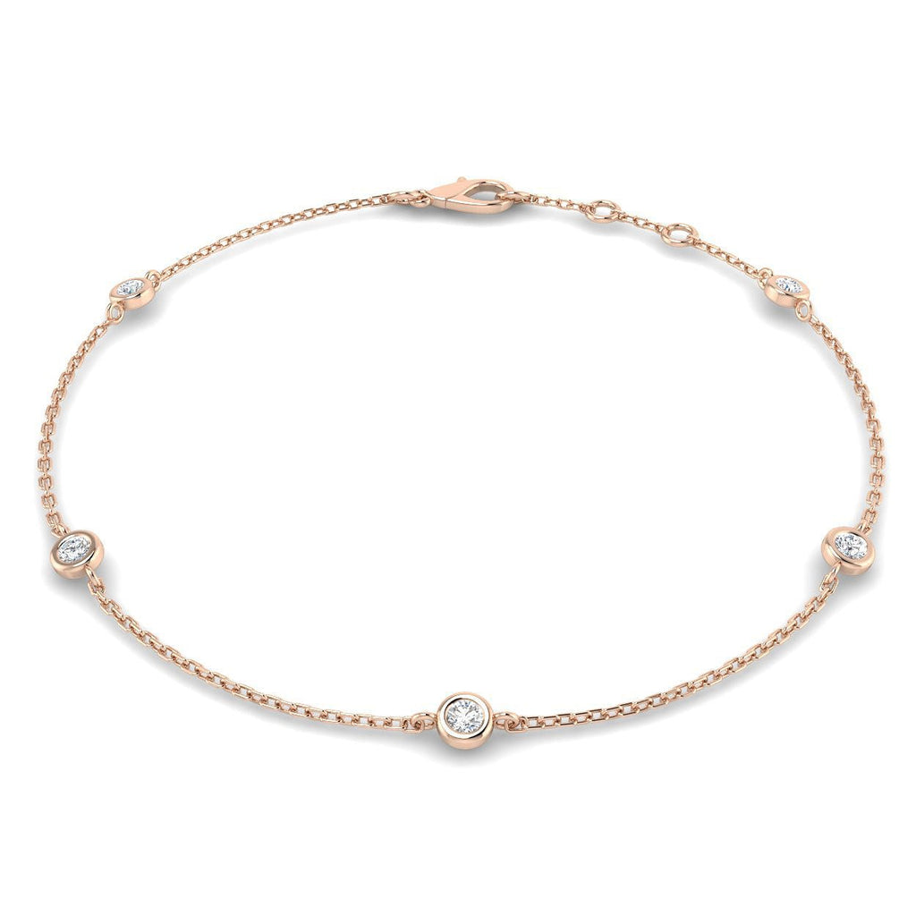 Round Diamond Chain Bracelet 0.20ct G/SI in 18k Rose Gold - All Diamond