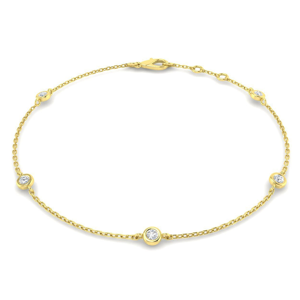 Round Diamond Chain Bracelet 0.20ct G/SI in 18k Yellow Gold - All Diamond