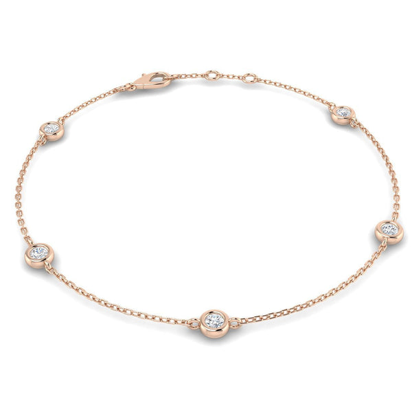 Round Diamond Chain Bracelet 040Ct Gsi In 18K Rose Gold