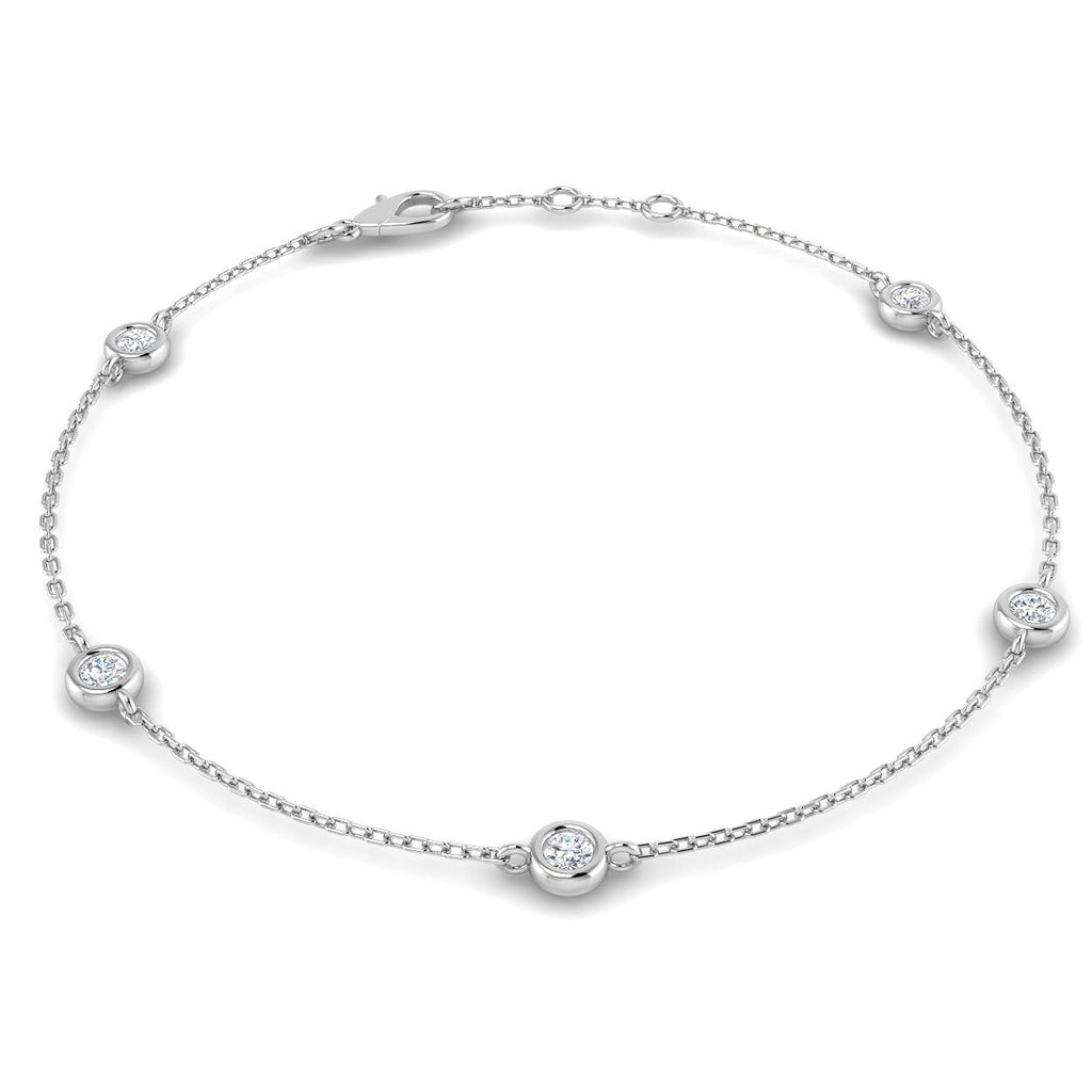 Round Diamond Chain Bracelet 0.40ct G/SI in 18k White Gold - All Diamond