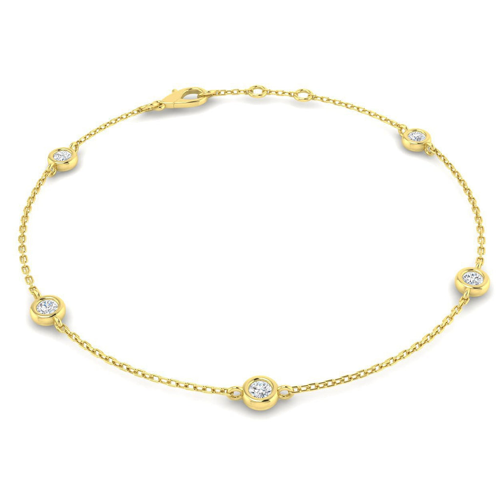 Round Diamond Chain Bracelet 0.40ct G/SI in 18k Yellow Gold - All Diamond