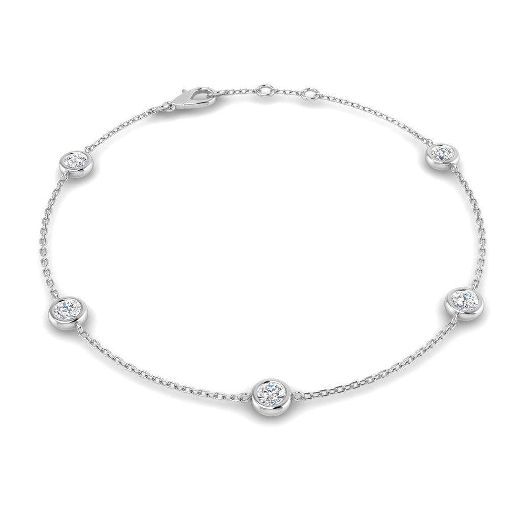 Round Diamond Chain Bracelet 0.75ct G/SI in 18k White Gold - All Diamond