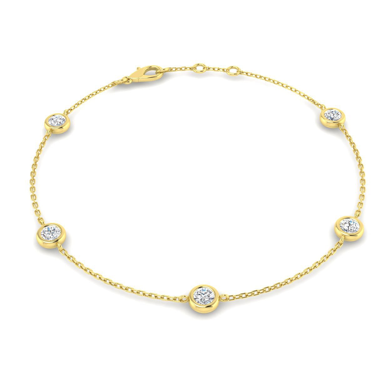 Round Diamond Chain Bracelet 0.75ct G/SI in 18k Yellow Gold - All Diamond