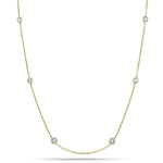 Round Diamond Chain Necklace 0.20ct G/SI 18k Yellow Gold 16" - All Diamond