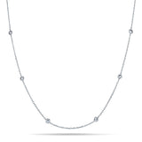 Round Diamond Chain Necklace 0.55ct G/SI 18k White Gold 42" - All Diamond