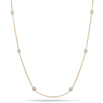 Round Diamond Chain Necklace 0.64ct G/SI 18k Rose Gold 16" - All Diamond