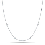 Round Diamond Chain Necklace 0.64ct G/SI 18k White Gold 16" - All Diamond