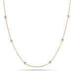 Round Diamond Chain Necklace 0.88ct G/SI 18k Rose Gold 16" - All Diamond
