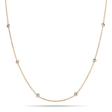 Round Diamond Chain Necklace 0.88ct G/SI 18k Rose Gold 16" - All Diamond