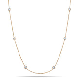 Round Diamond Chain Necklace 0.88ct G/SI 18k Rose Gold 16" - All Diamond