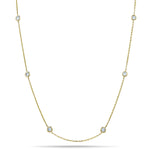 Round Diamond Chain Necklace 0.88ct G/SI 18k Yellow Gold 16" - All Diamond
