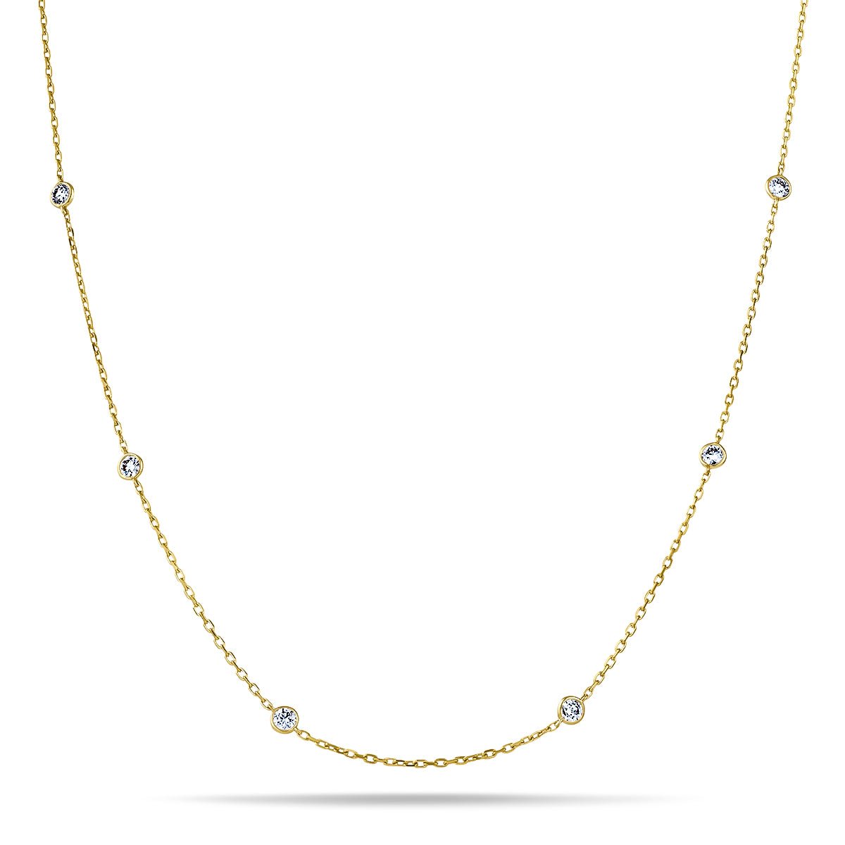 Round Diamond Chain Necklace 2.50ct G/SI 18k Yellow Gold 18" - All Diamond