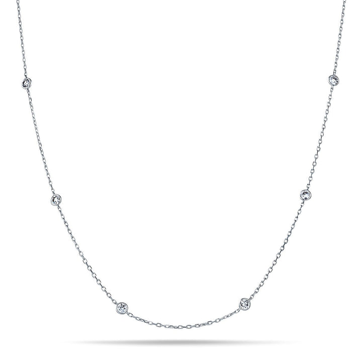 Round Diamond Chain Necklace 4.40ct G/SI 18k White Gold 42