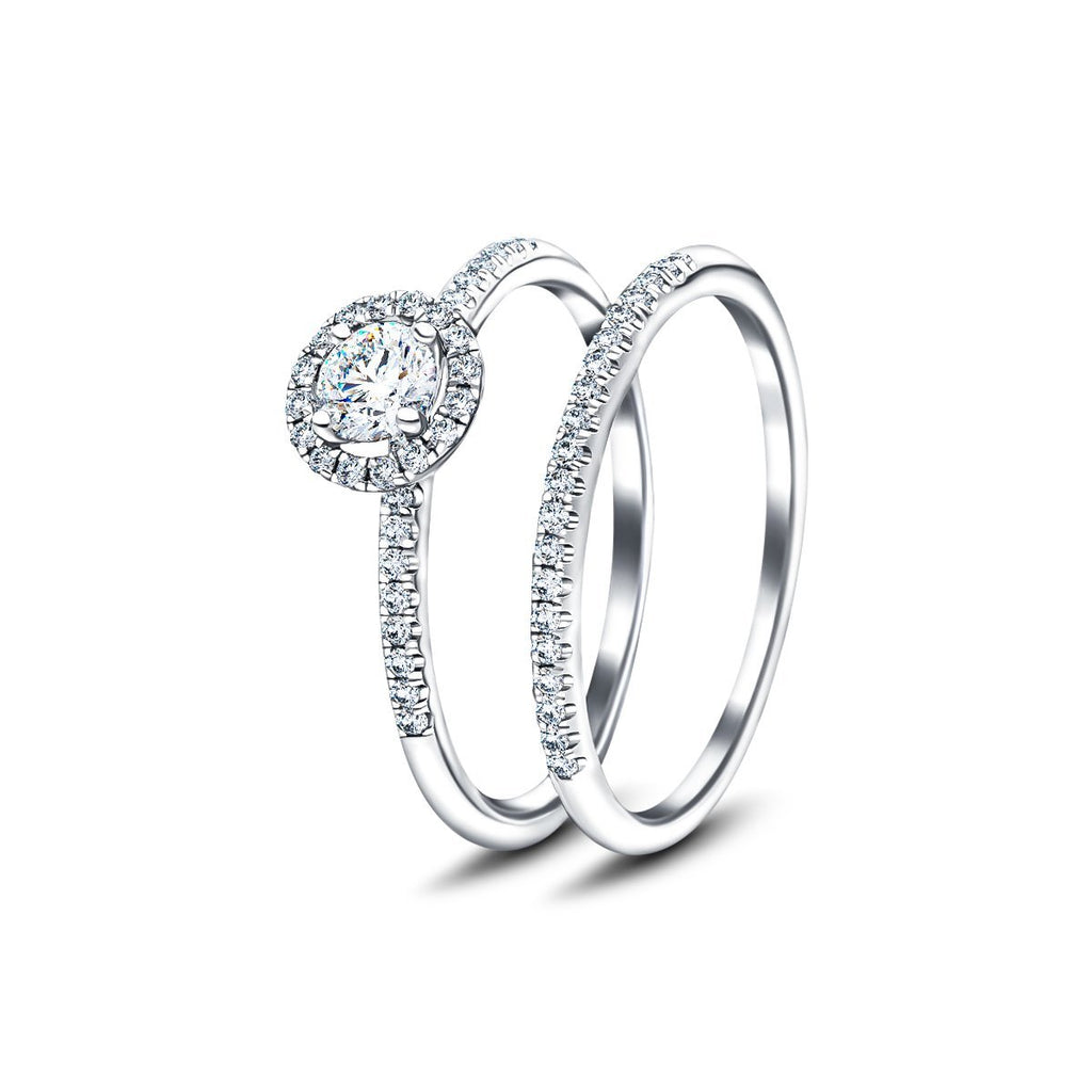 Round Diamond Engagement & Wedding Ring 0.50ct G/SI 18k White Gold - All Diamond