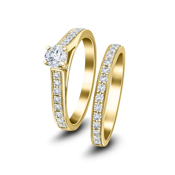 Round Diamond Engagement Wedding Ring 090Ct Gsi 18K Yellow Gold