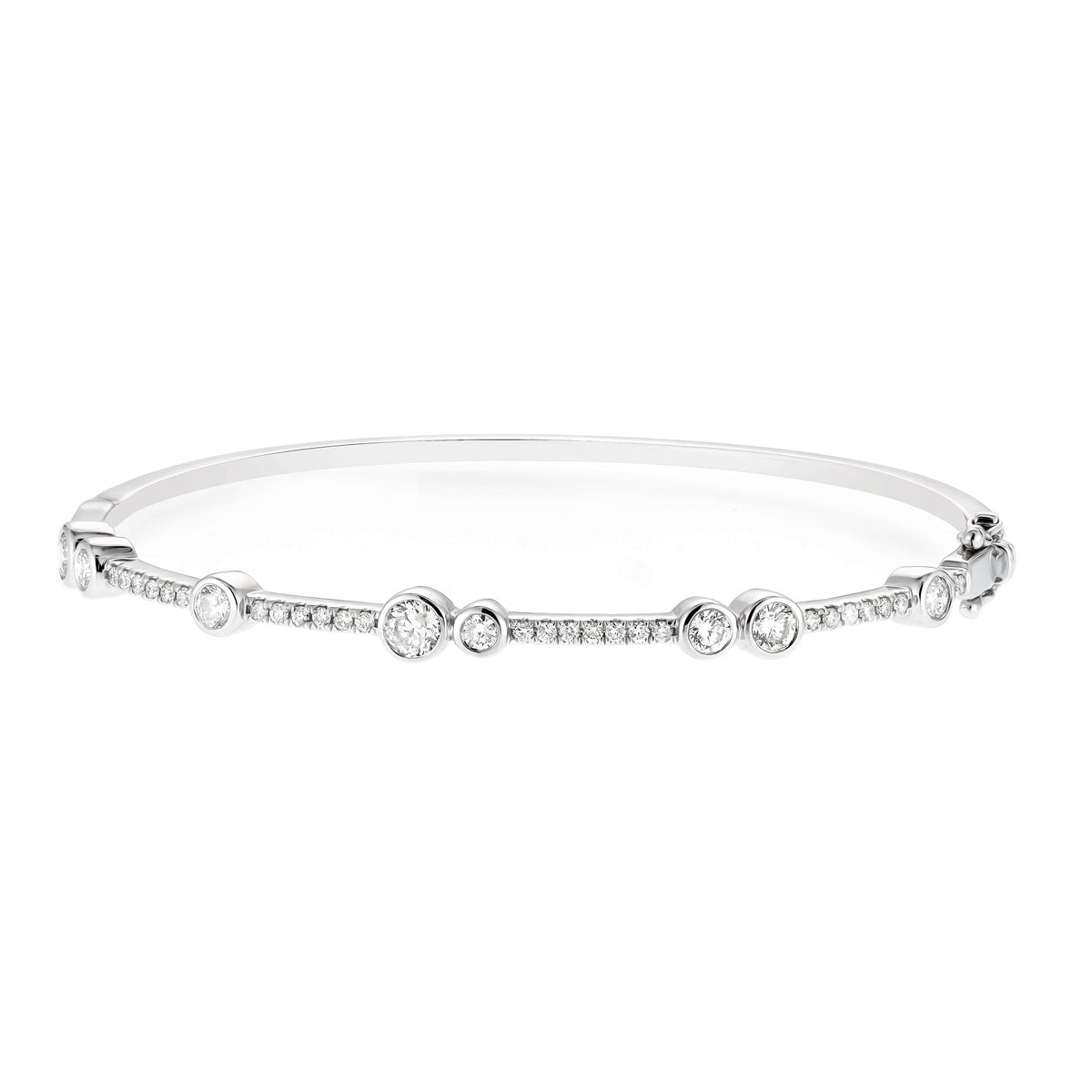 Rub Over Diamond Bangle 1.55ct G/SI Quality in 18k White Gold - All Diamond