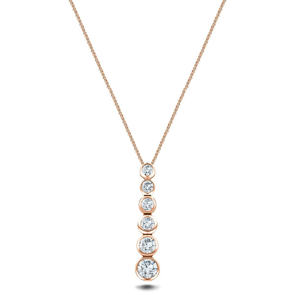 Rub Over Diamond Pendant Necklace 0.40ct G/SI in 18k Rose Gold - All Diamond