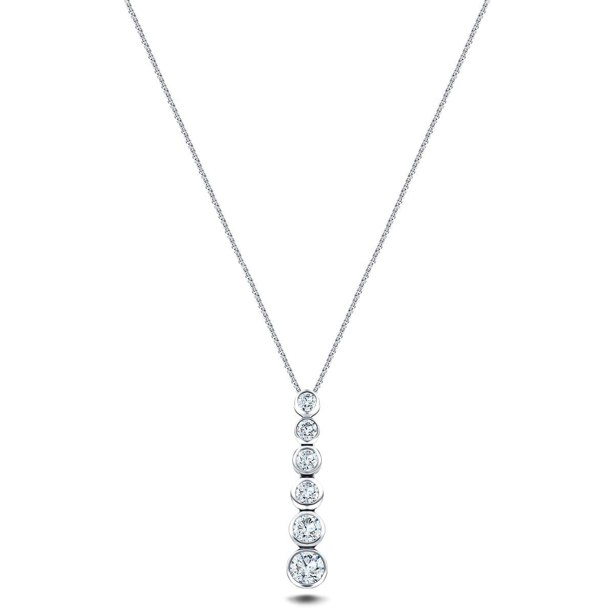Rub Over Diamond Pendant Necklace 0.40ct G/SI in 18k White Gold - All Diamond
