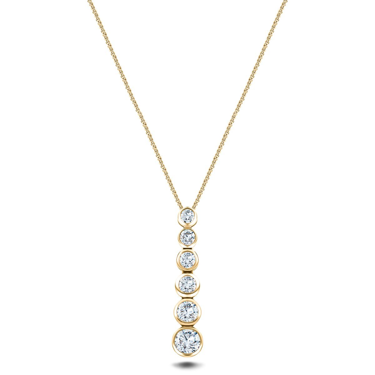 Rub Over Diamond Pendant Necklace 0.40ct G/SI in 18k Yellow Gold - All Diamond