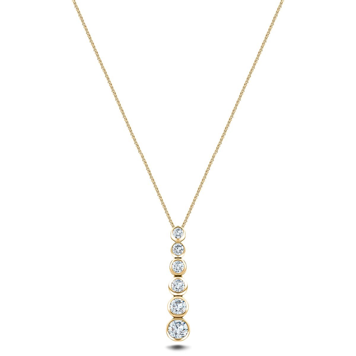 Rub Over Diamond Pendant Necklace 0.40ct G/SI in 18k Yellow Gold - All Diamond