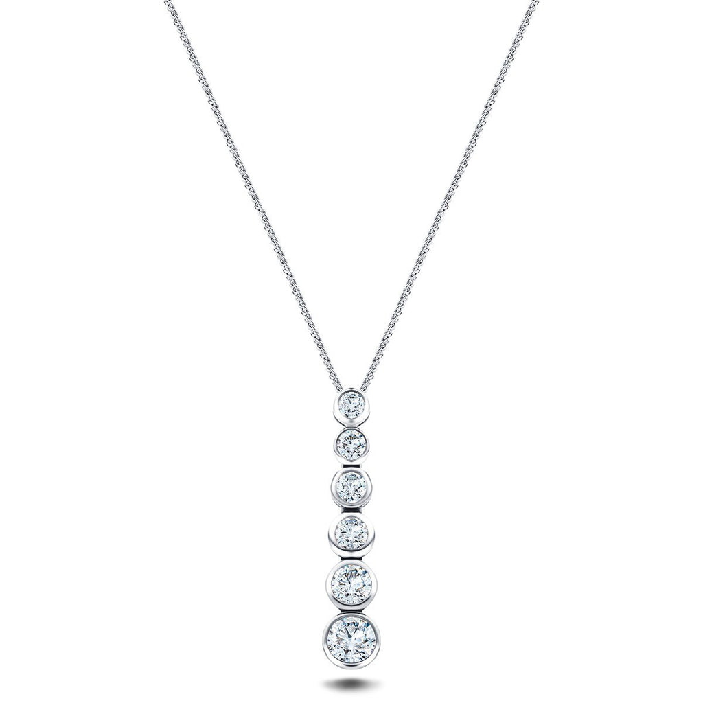 Rub Over Diamond Pendant Necklace 0.65ct G/SI in 18k White Gold - All Diamond