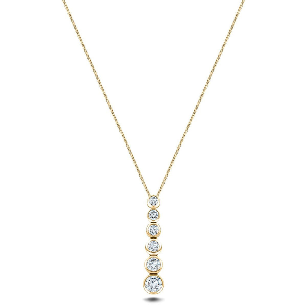 Rub Over Diamond Pendant Necklace 0.65ct G/SI in 18k Yellow Gold - All Diamond