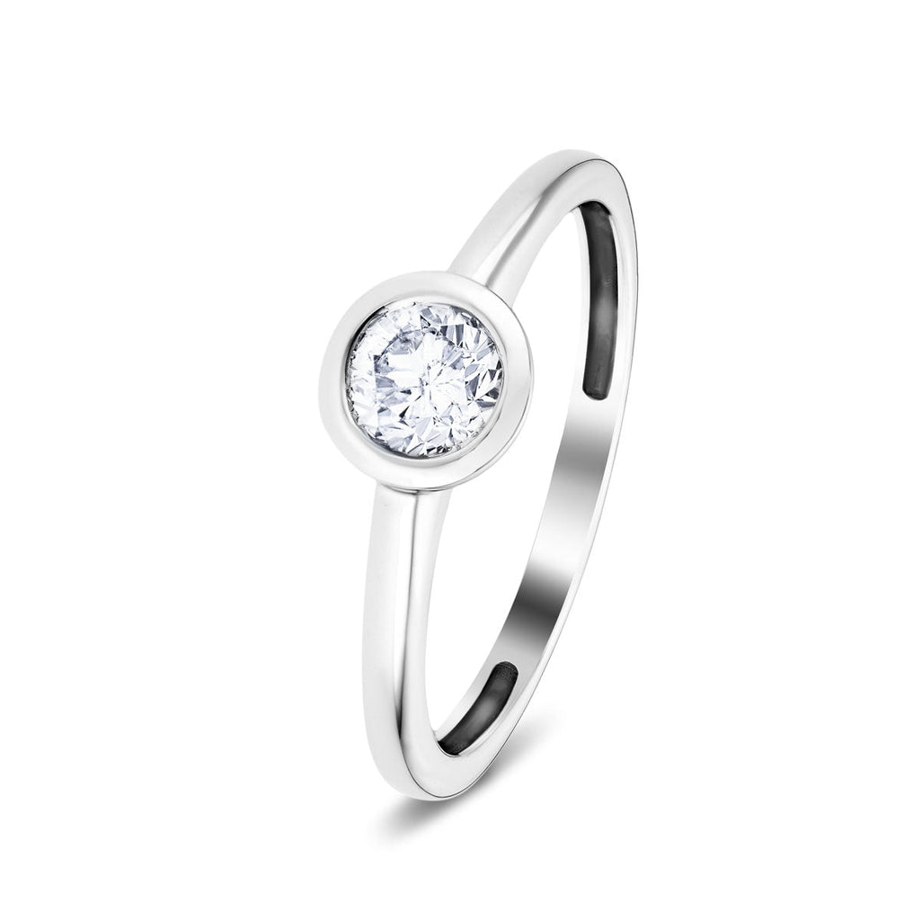 Rub Over Diamond Solitaire Engagement Ring 0.25ct G/SI Platinum - All Diamond