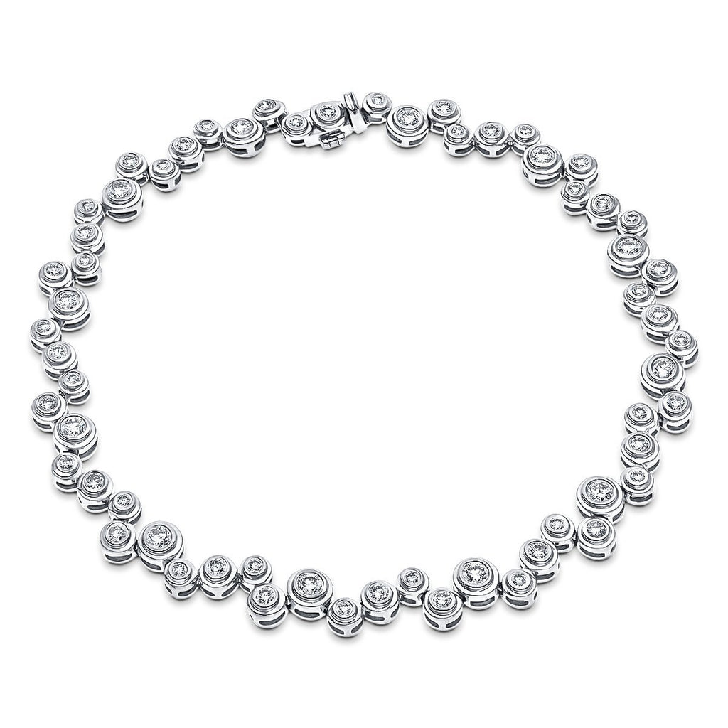 Rub Over Diamond Tennis Bracelet 1.40ct G/SI in 18k White Gold - All Diamond