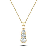 Rub Over Diamond Trilogy Pendant Necklace 0.30ct G/SI 18k Yellow Gold - All Diamond