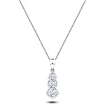 Rub Over Diamond Trilogy Pendant Necklace 0.55ct G/SI 18k White Gold - All Diamond