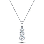 Rub Over Diamond Trilogy Pendant Necklace 0.55ct G/SI 18k White Gold - All Diamond