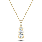 Rub Over Diamond Trilogy Pendant Necklace 0.55ct G/SI 18k Yellow Gold - All Diamond