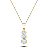 Rub Over Diamond Trilogy Pendant Necklace 0.55ct G/SI 18k Yellow Gold - All Diamond