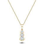 Rub Over Diamond Trilogy Pendant Necklace 0.55ct G/SI 18k Yellow Gold - All Diamond