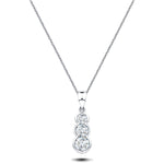 Rub Over Diamond Trilogy Pendant Necklace 0.75ct G/SI 18k White Gold - All Diamond
