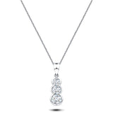 Rub Over Diamond Trilogy Pendant Necklace 0.75ct G/SI 18k White Gold - All Diamond