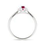 Ruby 0.30ct Diamond 0.05ct Three Stone Ring 9k White Gold - All Diamond