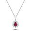 Ruby 0.45ct & 0.20ct G/SI Diamond Necklace in 18k White Gold - All Diamond